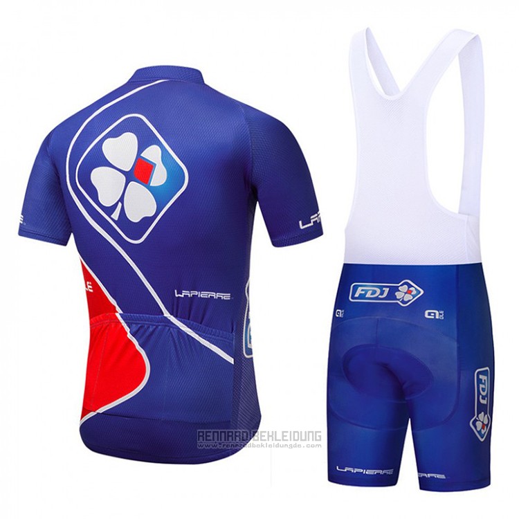 2018 Fahrradbekleidung FDJ Blau Trikot Kurzarm und Tragerhose - zum Schließen ins Bild klicken